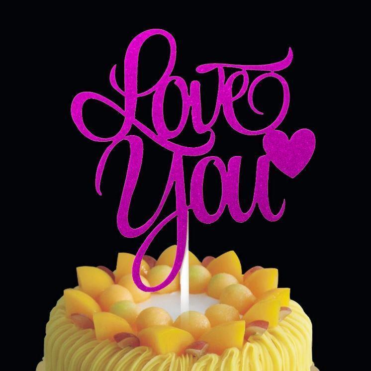 Happy Birthday Love You Glitter Calligraphy Bling Sparkle Decoration Sign Happy Birthday Cake TopperBirthdayDecor(1142L) - Image 16