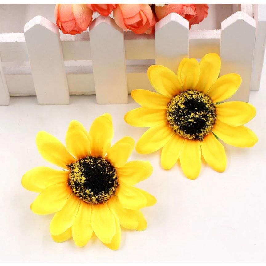 5pcs 6.5/7.5cm Large Silk Sunflower Artificial Flower Head For Wedding Box Decor Headmade Scrapbooking Access(1738L) - Image 5
