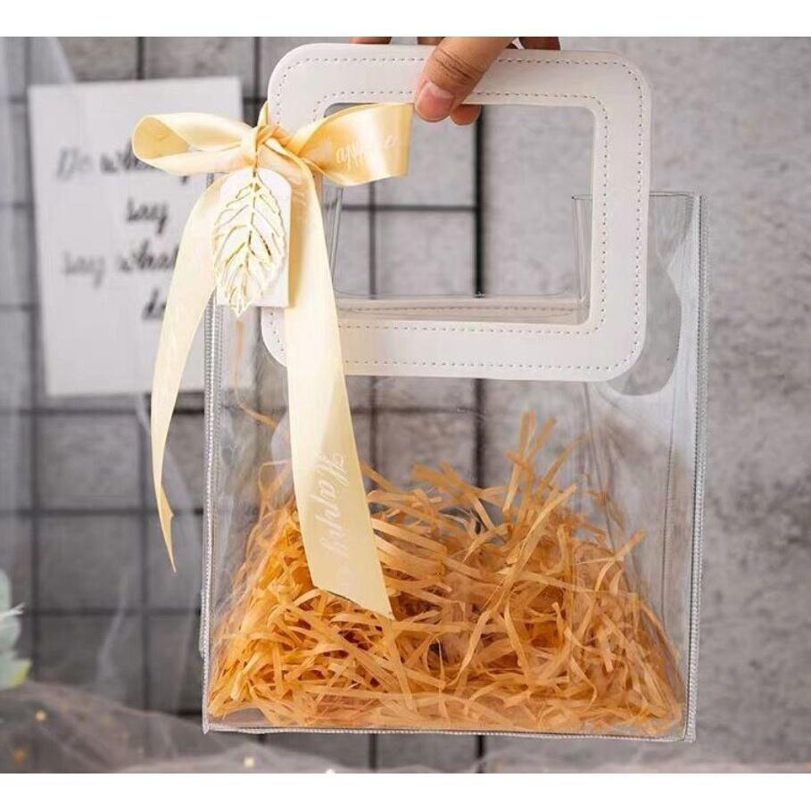 Gift Packing Bags with Handles Pvc Transparent Handbag Wedding Party Decoration Bridesmaid Souvenirs Flower(1848L) - Image 3