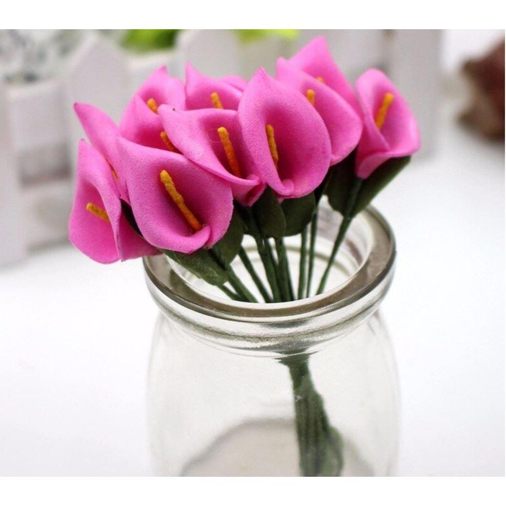 12pcs head/set Artificial Flowers 10 Colors Calla Lily Bridal Wedding Decoration Bouquet Head PE Real Touch(623L) - Image 15