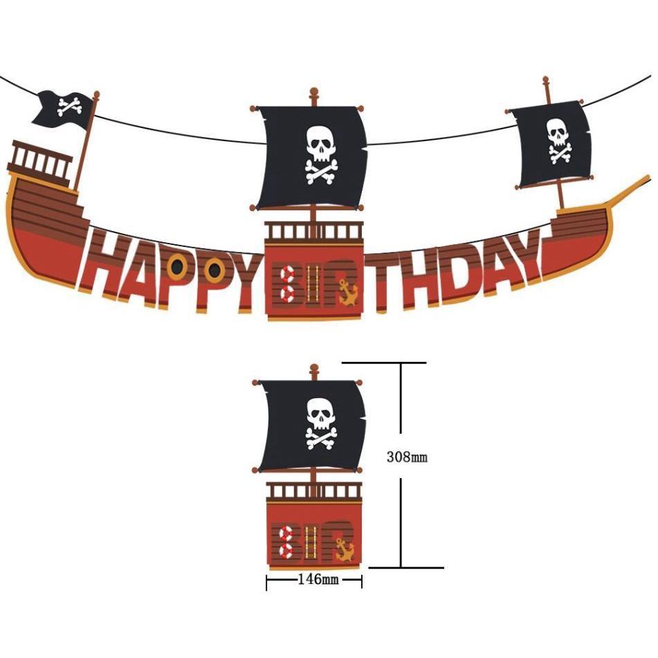 1set Lovely Pirate flag birthday Pennant paper flag Amazing Pirate banner Balloon for kids Happy birthday party (1482L) - Image 6