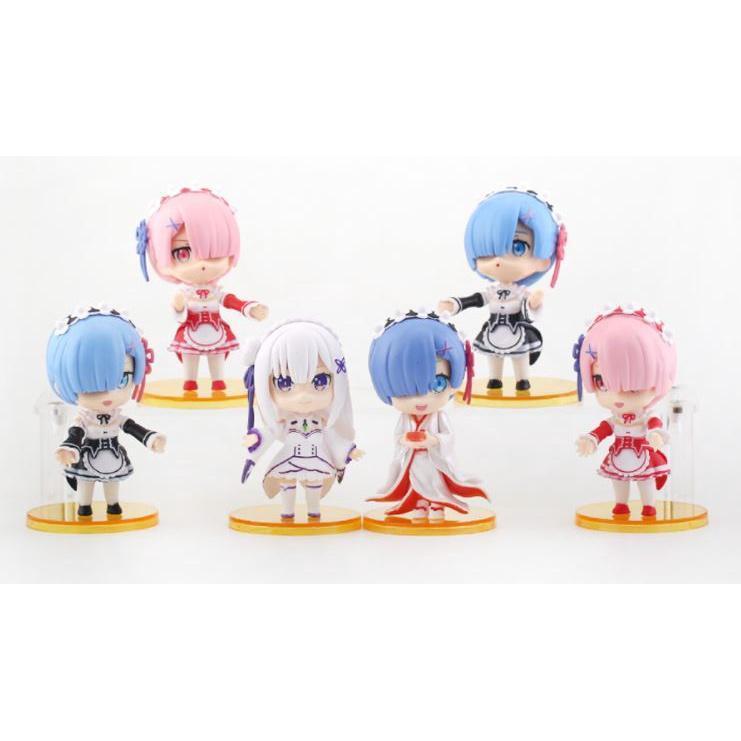 Anime Life in a different world from zero PVC Model Maid Subaru Natsuki Emilia Rem Ram Action Figures 蕾姆爱蜜莉雅装扮模型(1790L)