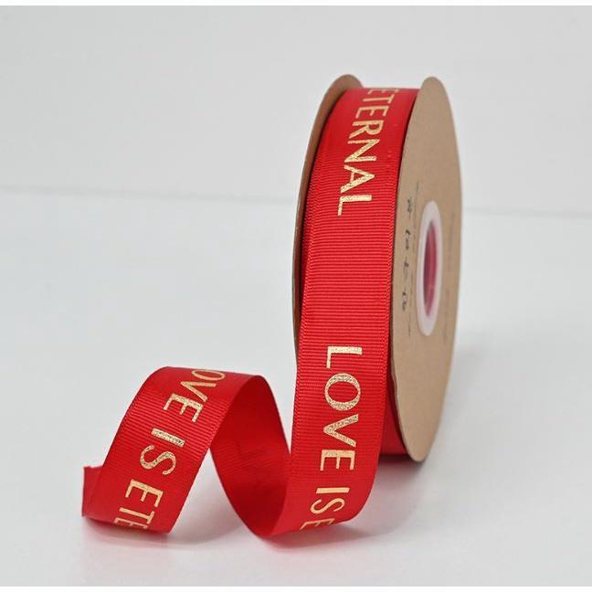 50yard 2.5cm Romantic Gift Packaging Belt Gilding Printed "LOVE IS ETERNAL" Design Ribbon Tapes DIY Sewing (1876L) - Image 12