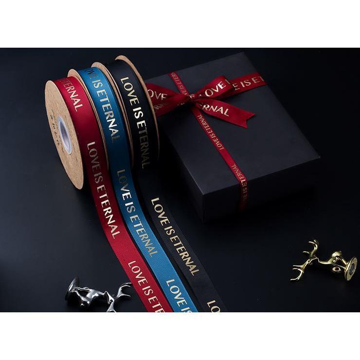 1yard 2.5cm Romantic Gift Packaging Belt Gilding Printed "LOVE IS ETERNAL" Design Ribbon Tapes DIY Sewing(1874L) - Image 3