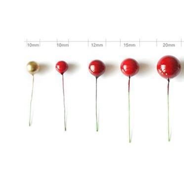 8/10/12/15/20mm Mini Fake Plastic Fruit Small Berries Artificial red cherry Stamen Pearlized Wedding Christmas樱桃小红(275L) - Image 3