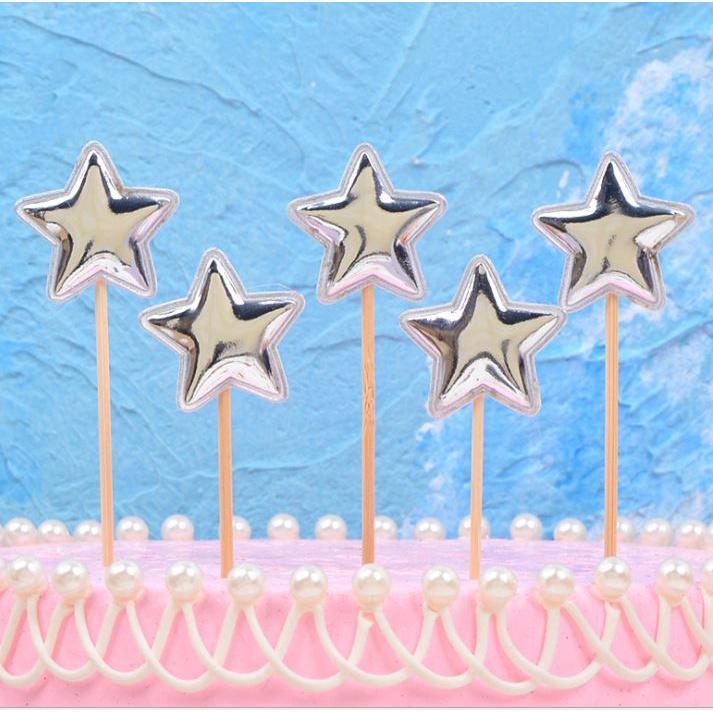 5PCS Pink Pearl Polished Crown Cake Topper with Toothpick Cake Decoration for Wedding Birthday Party Gift(1443L) - Image 7
