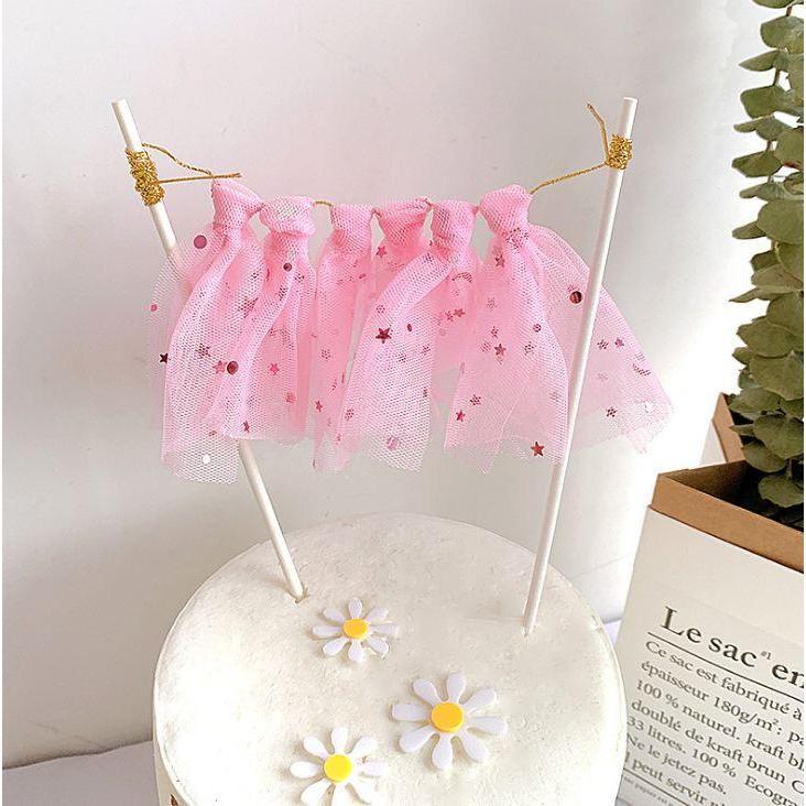 1set Tulle Skirt Cake Topper Kids Boy Girl First One Birthday Party Baby Shower (823L) - Image 4
