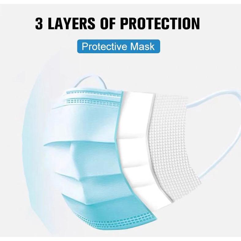 50pcs Disposable Face Masks Nonwove 3 Layer Filter Mouth Black Masks Safe Breathable Protective masks (1382L) - Image 3