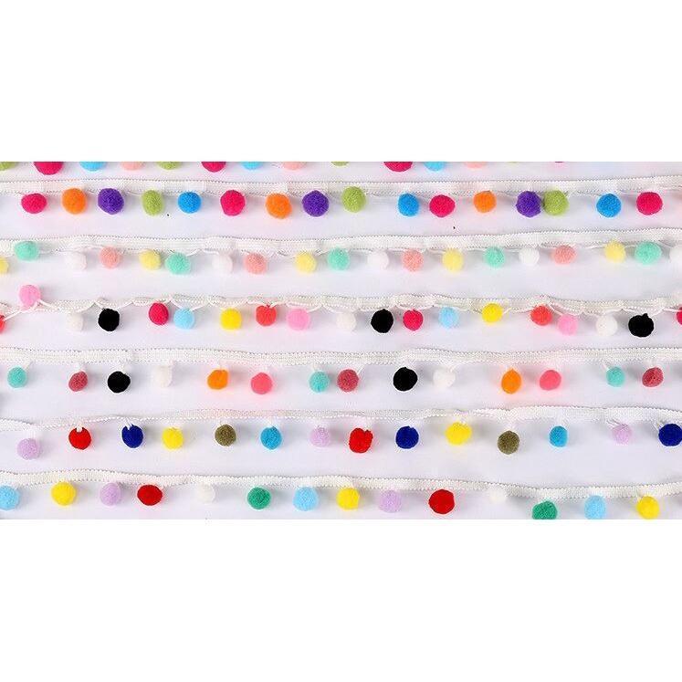 1yard Pom Pom Trim Ball Ribbon MINI Pearl Pompom Fringe Ribbon Sewing Lace Kintted Fabric Handmade 高弹毛球花边(1548L) - Image 2