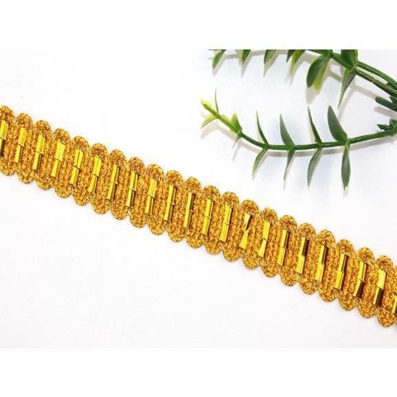 1yard Width 20mm~25mm 1yard gold silver polyester corrugated line braided crochet ribbon lace trim 金色银色花边 (1560L) - Image 5