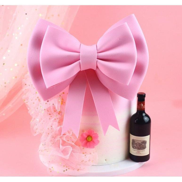 1Pcs Big Size Pink Ribbon Bow Cake Decoration Satin Ribbon Bow Flower Gift Box Craft Decoration Handwork DIY(1854L) - Image 5