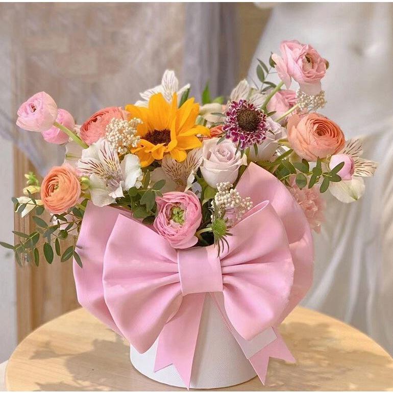 1Pcs Big Size Pink Ribbon Bow Cake Decoration Satin Ribbon Bow Flower Gift Box Craft Decoration Handwork DIY(1854L) - Image 6