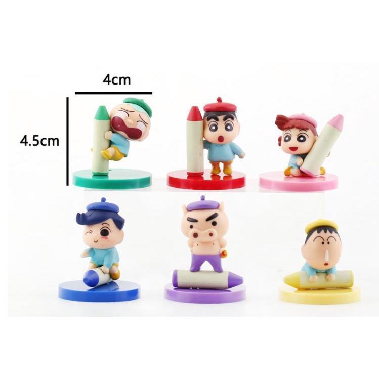 Crayon Shin-Chan Ation Figures Take Crayons Anime Figure Japanese Kawaii Pvc Material Set of 6 Gifts 蜡笔小新6款(1788L) - Image 7