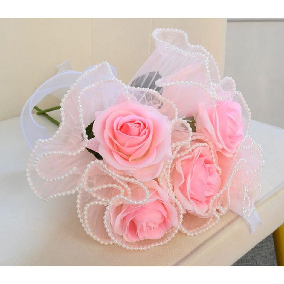 30cm x 4.5yard Pearl Wave Yarn Edge Mesh Flower Wrapping Lace Mesh Yarn DIY Craft Valentine's Day Florist Bouquet(1844L) - Image 2