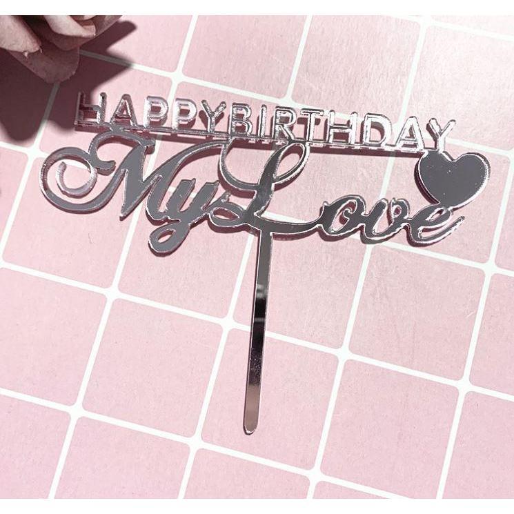 New Happy Birthday My Love Acrylic Cake Topper Gold Heart Cake Topper For Lover Birthday Party Cake Decorations(1331L) - Image 3