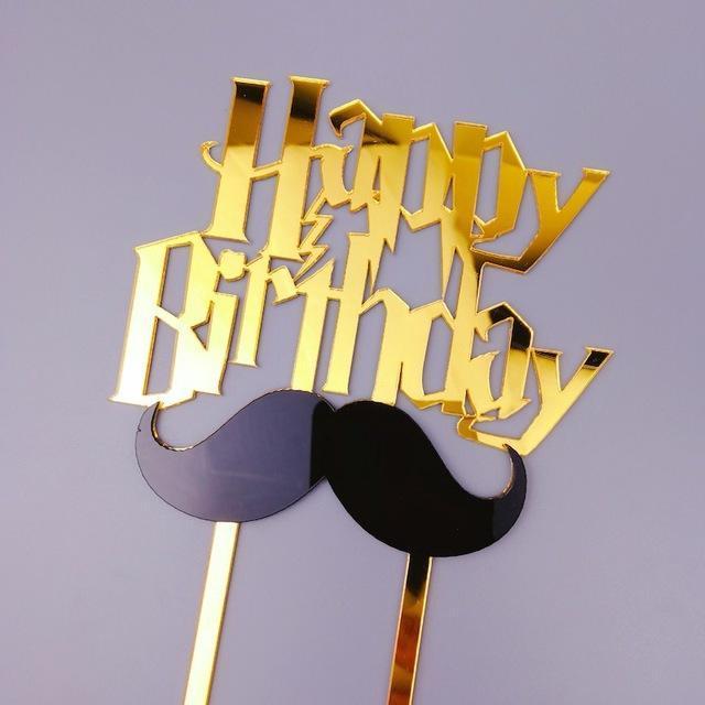 1pc Gold Happy Father's Day Cake Topper Gillter Best Day Cake Flag for Family Birthday Fathers Party Baking (540L) - Image 6