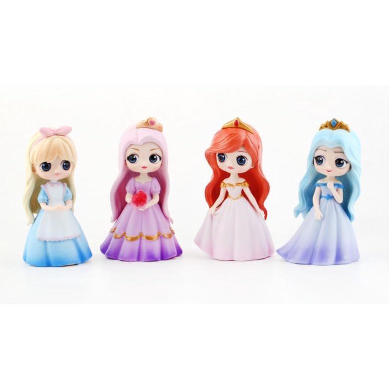 Disney Q Version Fairy Tale Rainbow Princess Action Figure Decorative Model Jasmine Big Eyes Doll Play House 公主4款(1831L)