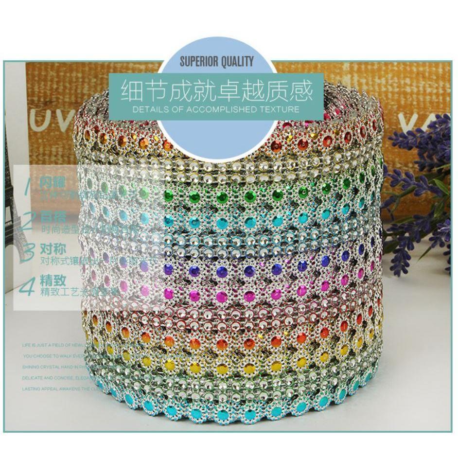 1yard Christmas Ornaments Double Row Silver Diamond Plum Mesh Wrap Crystal Rhinestone Sparkle Ribbon (911L)