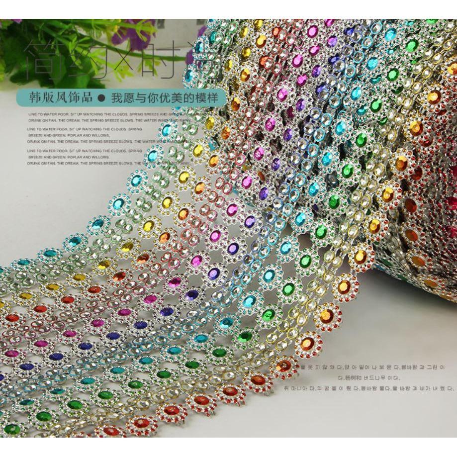 1yard Christmas Ornaments Double Row Silver Diamond Plum Mesh Wrap Crystal Rhinestone Sparkle Ribbon (911L) - Image 2