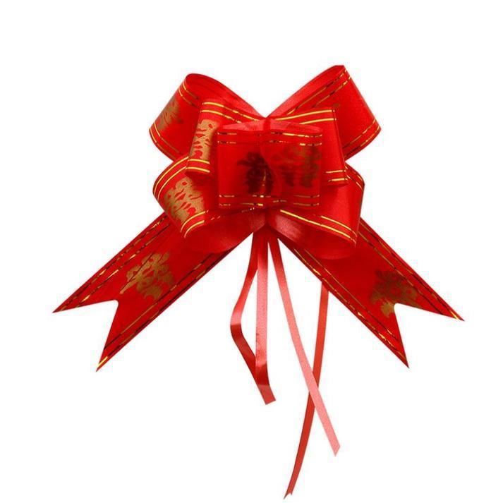 10/5pcs/bag 1.2cm/1.5cm/1.8cm/3cm/4.5cm "XI" Red Flower Bowknot Pull Bow Ribbon Snow Yarn Polyester Pull Flower(318L) - Image 9