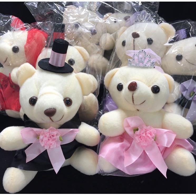 18cm Romantic Wedding Bear Couples Plush Toys Teddy Bear Doll 2pcs/pair Wedding Gift Bear Bride & Groom(1021L) - Image 6