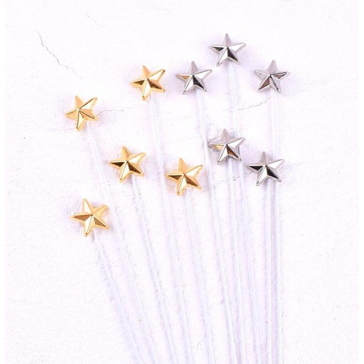 5pcs Gold Silver Stars Cake Toppers Happy Birthday Decoration for Wedding Valentines Day Party Baking Lovely Gift(1029L) - Image 2