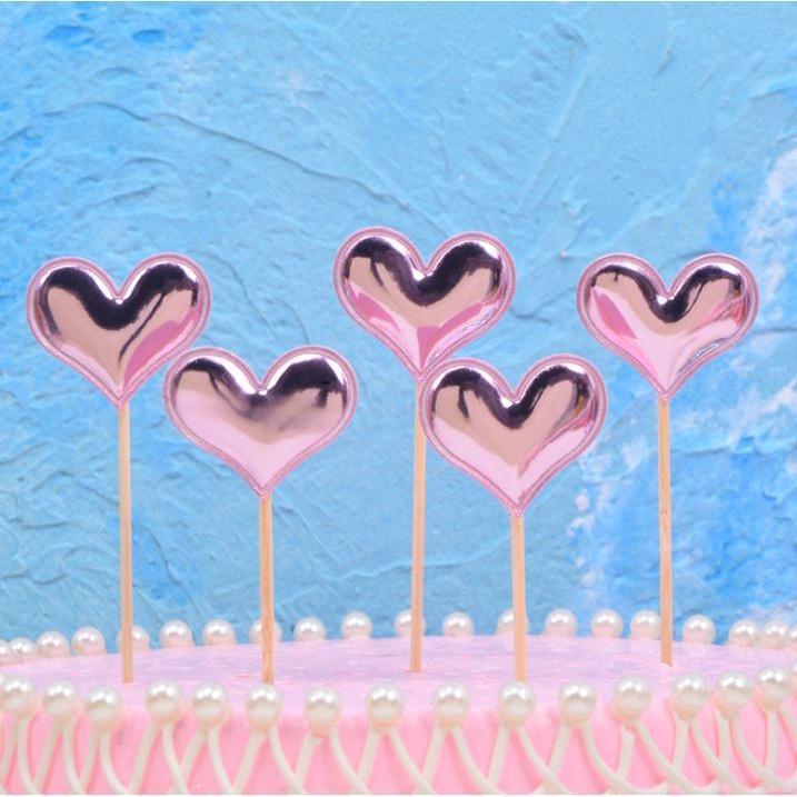 5PCS Pink Pearl Polished Crown Cake Topper with Toothpick Cake Decoration for Wedding Birthday Party Gift(1443L) - Image 18