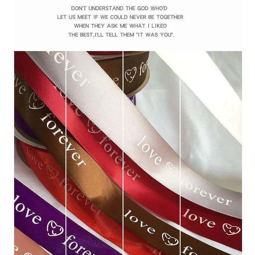 25mm Print Forever Love Silk Ribbons Wedding Car Festival Bridal Accessories Diy Gifts Box Christmas Decor (1248L) - Image 9