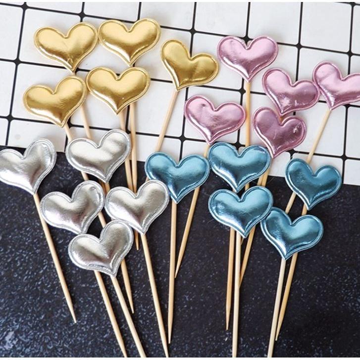 5pcs Star Heart Cake Toppers Adorable Cake Picks PU Cupcake Decor Party Supplies(1462L) - Image 3
