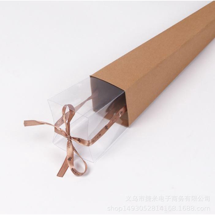 65cm Vintage triangle Flower Packaging Box Valentine's Day Rose Flower Transparent Single Bouquet Gift Box (1925L) - Image 13
