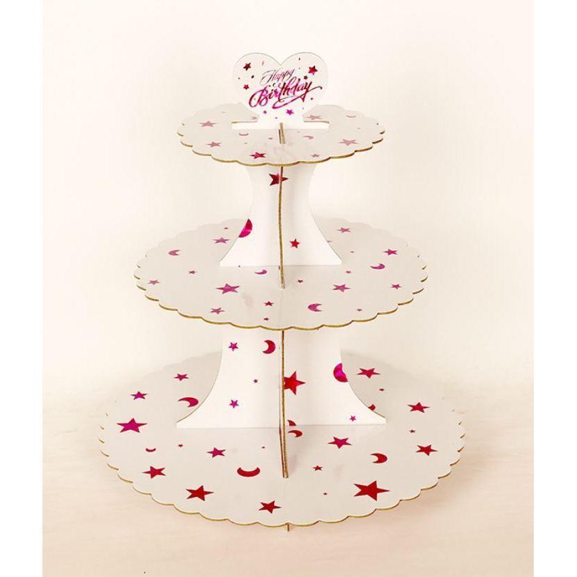 3 Layers Paper Cupcake Stand Cardboard Dessert Holder Candy Bar Birthday Party Wedding Cake Tray Decorating (361L) - Image 7