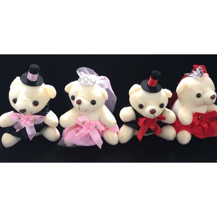18cm Romantic Wedding Bear Couples Plush Toys Teddy Bear Doll 2pcs/pair Wedding Gift Bear Bride & Groom(1021L) - Image 4