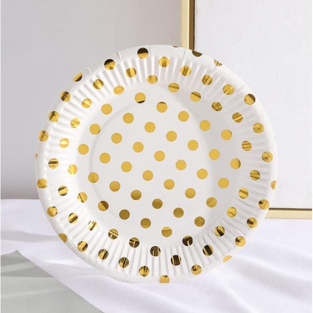 5pcs/lot 7/9inch Foil Gold Dot Birthday Wedding Party Supplies Decoration Cake Dish Disposable Paper Plates Baby (1758L) - Image 16