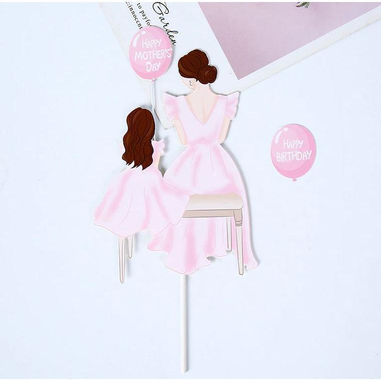 Cake Topper Beauty Mom Birthday Happy Mother's Day Decor Bride Party Rose Flowers Heart Balloon Cupcake Baking(1859L) - Image 6