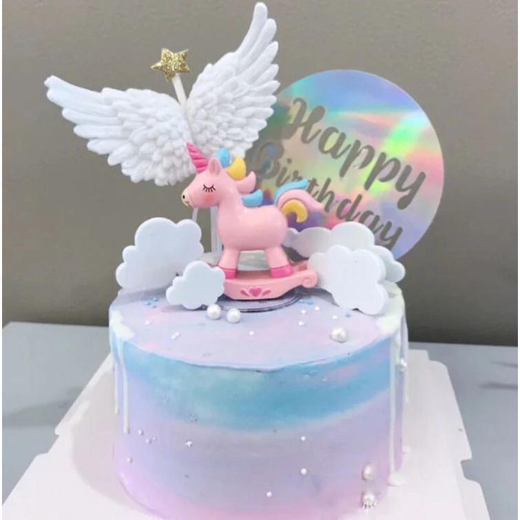 Kawaii Unicorn Figurine Cake Topper Small Rainbow Mini Figurine Party Cake Decorations(763L) - Image 5