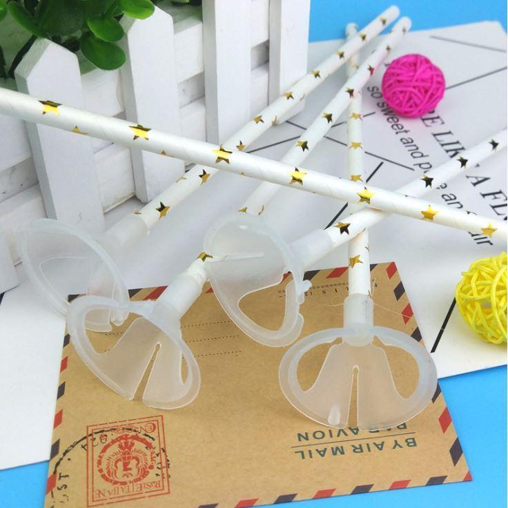 1pc Paper Stick for 5inch Balloon Cake Topper Decoration with Paper Straw Bow Baby Shower Favors Wedding (1080L)