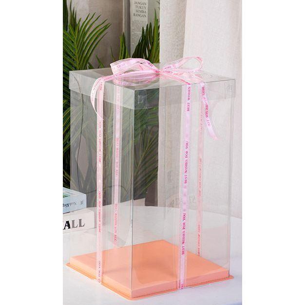 4/6/8/10/12inch Pink Lip And Base Transparent Rectangle Cake Box New Clear Gift Flower Cake Box Dustproof (905L) - Image 13