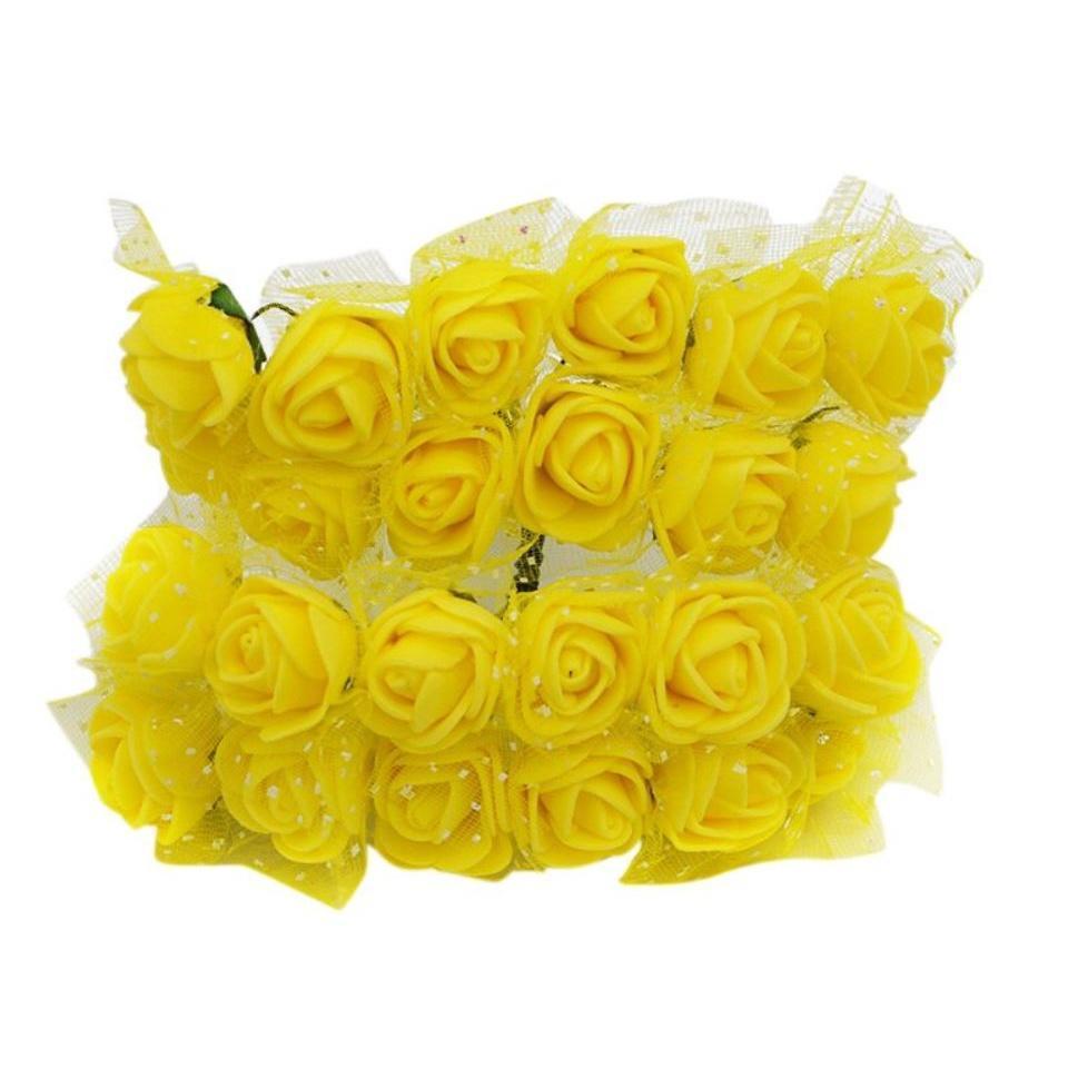 12pcs/pack 2cm Artificial PE Foam Flower Bouquet Mini Silk Rose Head DIY Teddy Bear Wreath Fake Flowers Decor(672L) - Image 19