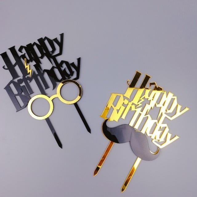 1pc Gold Happy Father's Day Cake Topper Gillter Best Day Cake Flag for Family Birthday Fathers Party Baking (540L) - Image 4