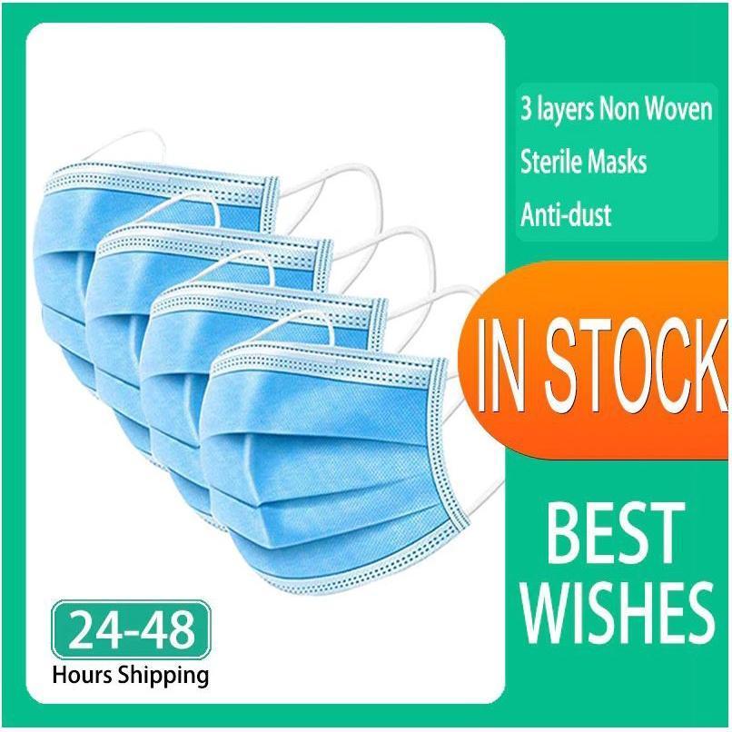 50pcs Disposable Face Masks Nonwove 3 Layer Filter Mouth Black Masks Safe Breathable Protective masks (1382L) - Image 2