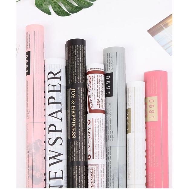 1Pcs Newspaper English Alphabet Waterproof Flower Wrapping Paper Bouquet Gift Crepe Papers Flower Packaging (1936L) - Image 5