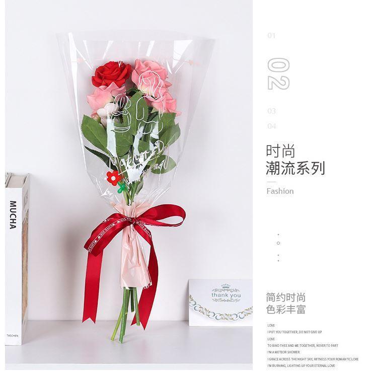 20pcs Mother's Day Bouquet Wrapping Plastic Bags Waterproof Mother's Day Rose Flower Packaging Bag(1850L) - Image 2