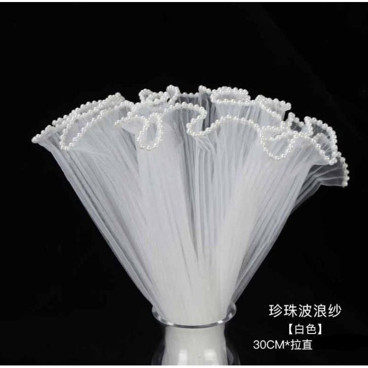 30cm x 4.5yard Pearl Wave Yarn Edge Mesh Flower Wrapping Lace Mesh Yarn DIY Craft Valentine's Day Florist Bouquet(1844L) - Image 11