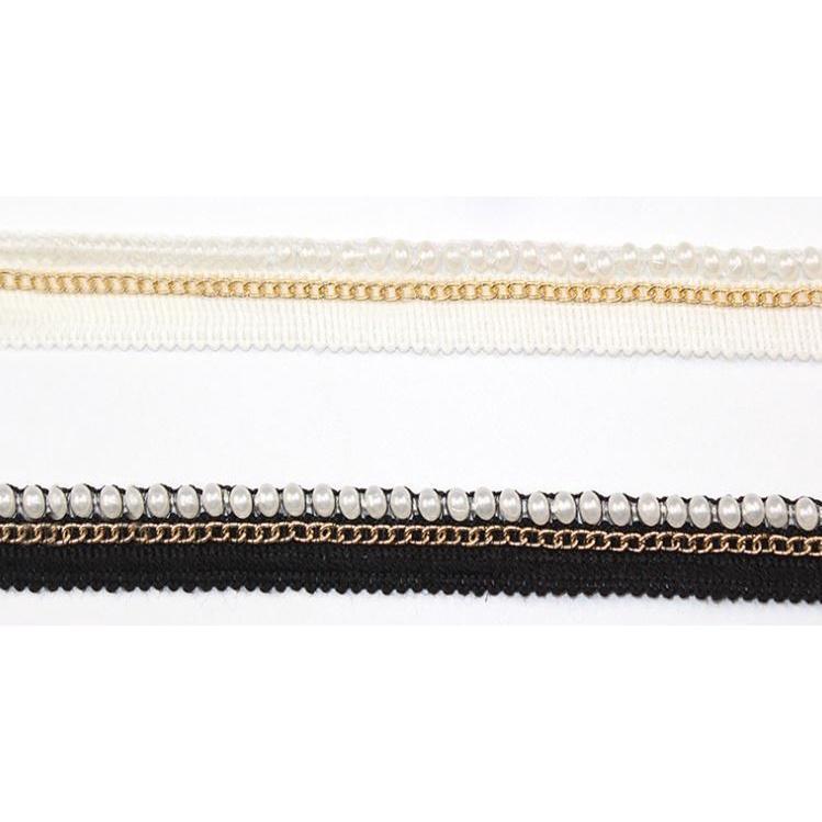1yard Beaded Lace Ribbon Tape Lace Fabric Trim Embroidered Collar Decoration African Cotton Lace Fabric 链条配饰珠子花边(1921L) - Image 4