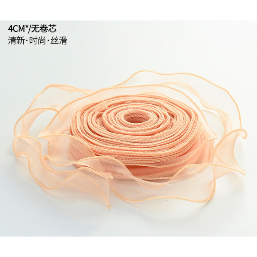10yards/roll Fishtail Yarn Wave Sheer Chiffon Organza Ribbons Gift Box Packaging Bouquet Wrapping 鱼尾纱波浪纱丝带 (2971L) - Image 21