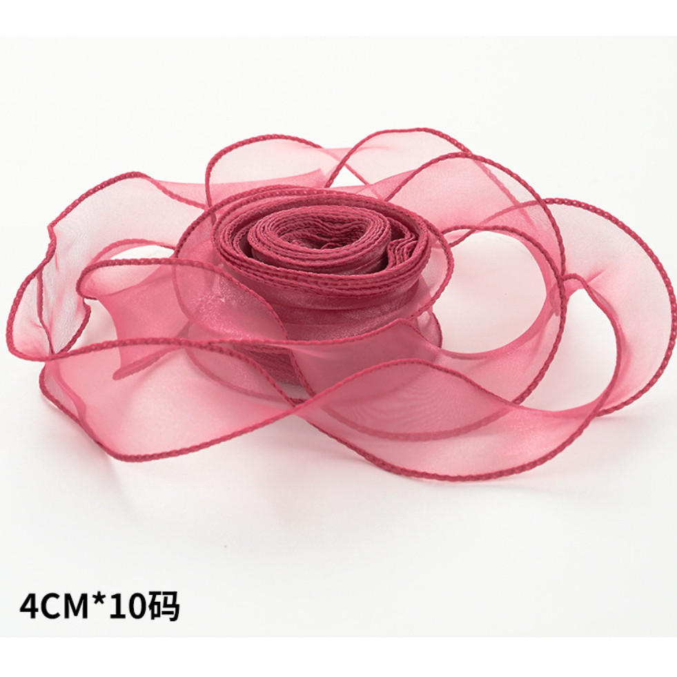 10yards/roll Fishtail Yarn Wave Sheer Chiffon Organza Ribbons Gift Box Packaging Bouquet Wrapping 鱼尾纱波浪纱丝带 (2971L) - Image 25