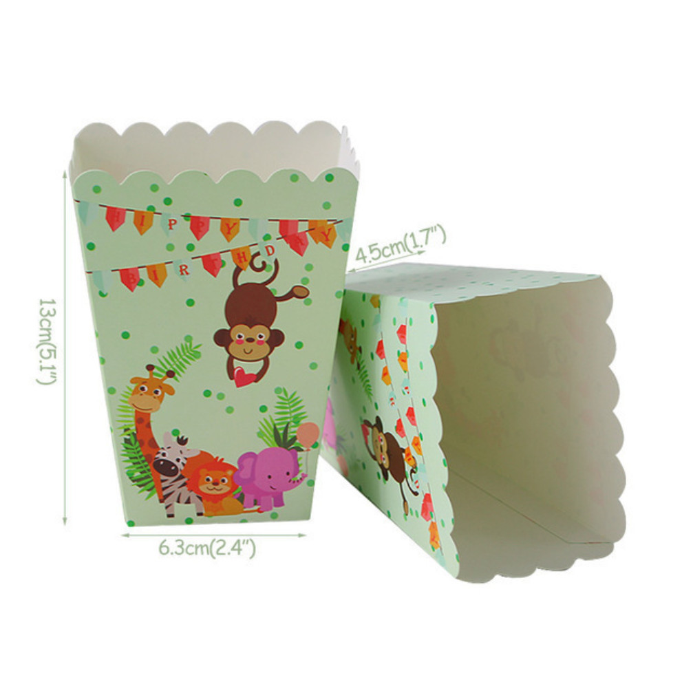 6pcs Cartoon Popcorn Box Treat Kids Birthday Cookie Box Happy Party Baby Shower Favors Popcorn Box 派对爆米花盒 (2952L) - Image 22