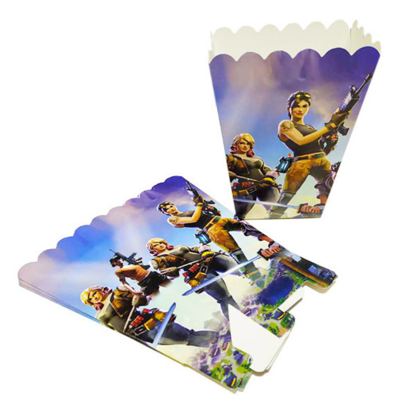 6pcs Cartoon Popcorn Box Treat Kids Birthday Cookie Box Happy Party Baby Shower Favors Popcorn Box 派对爆米花盒 (2952L) - Image 23