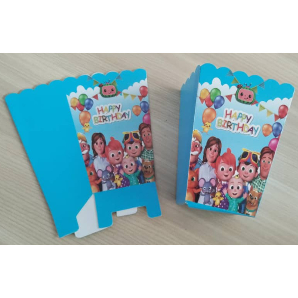 6pcs Cartoon Popcorn Box Treat Kids Birthday Cookie Box Happy Party Baby Shower Favors Popcorn Box 派对爆米花盒 (2952L) - Image 32