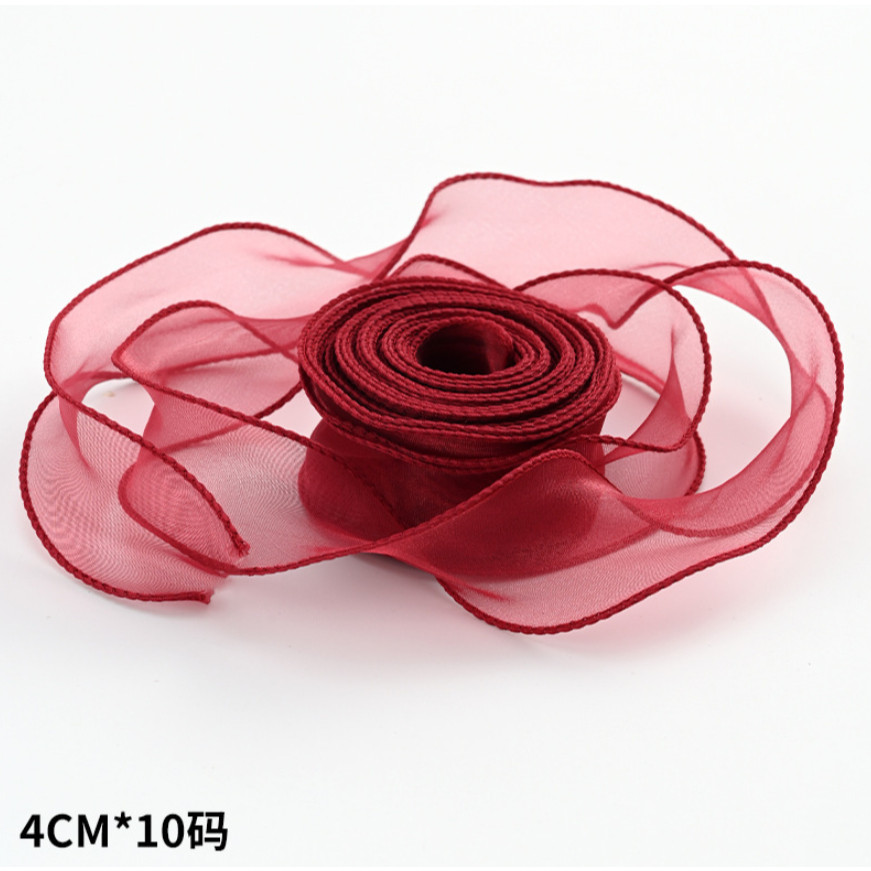 10yards/roll Fishtail Yarn Wave Sheer Chiffon Organza Ribbons Gift Box Packaging Bouquet Wrapping 鱼尾纱波浪纱丝带 (2971L) - Image 19